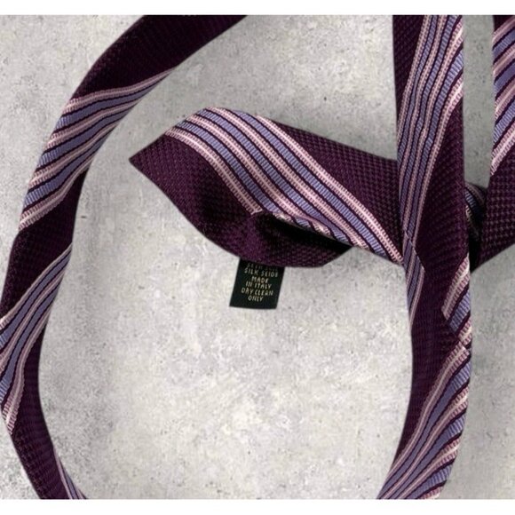 CORNELIANI Silk Tie ITALY Purple Pink Striped W:3.7" EUC - Picture 3 of 5